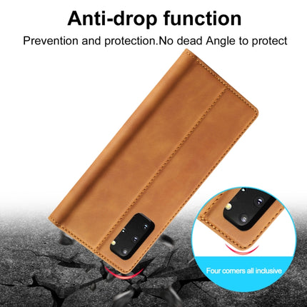 For Samsung Galaxy S20 LC.IMEEKE Strong Magnetism Ultra-thin Horizontal Flip Shockproof Matte TPU + PU Leather Case with Holder & Card Slots & Wallet(Brown)-garmade.com