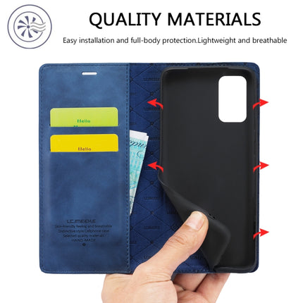 For Samsung Galaxy S20+ LC.IMEEKE Strong Magnetism Ultra-thin Horizontal Flip Shockproof Matte TPU + PU Leather Case with Holder & Card Slots & Wallet(Blue)-garmade.com