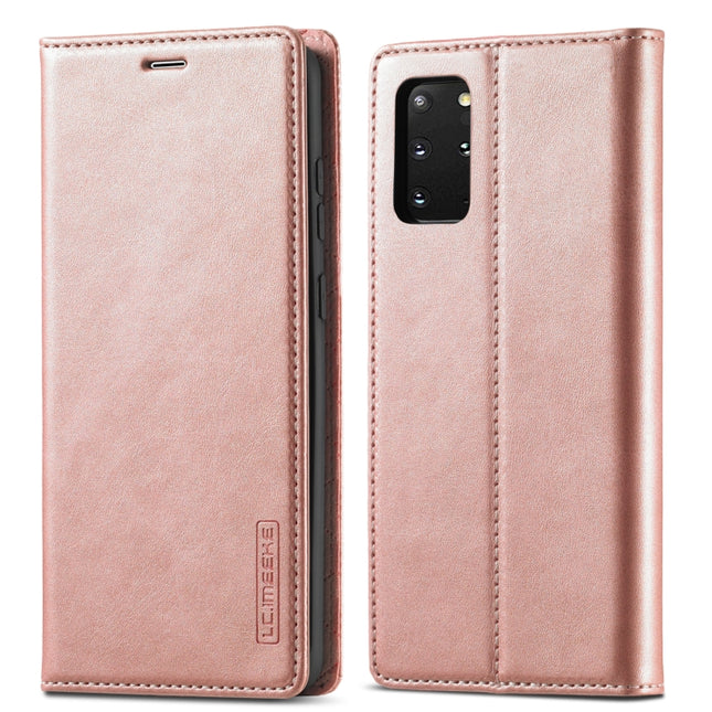 For Samsung Galaxy S20+ LC.IMEEKE Strong Magnetism Ultra-thin Horizontal Flip Shockproof Matte TPU + PU Leather Case with Holder & Card Slots & Wallet(Rose Gold)-garmade.com