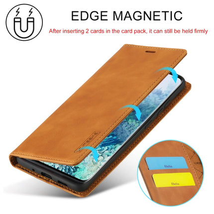 For Samsung Galaxy S20+ LC.IMEEKE Strong Magnetism Ultra-thin Horizontal Flip Shockproof Matte TPU + PU Leather Case with Holder & Card Slots & Wallet(Brown)-garmade.com