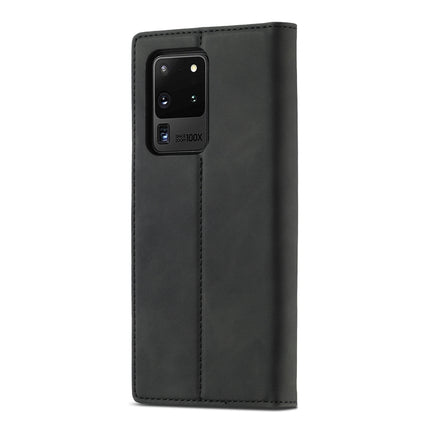For Samsung Galaxy S20 Ultra LC.IMEEKE Strong Magnetism Ultra-thin Horizontal Flip Shockproof Matte TPU + PU Leather Case with Holder & Card Slots & Wallet(Black)-garmade.com