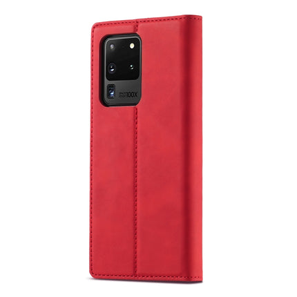 For Samsung Galaxy S20 Ultra LC.IMEEKE Strong Magnetism Ultra-thin Horizontal Flip Shockproof Matte TPU + PU Leather Case with Holder & Card Slots & Wallet(Red)-garmade.com