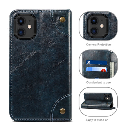Baroque Simple Horizontal Flip Leather Case with Holder & Card Slots & Wallet For iPhone 12 mini(Blue)-garmade.com