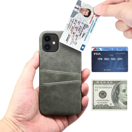 Calf Texture Back Cover Protective Case with Card Slots For iPhone 12 mini(Grey)-garmade.com