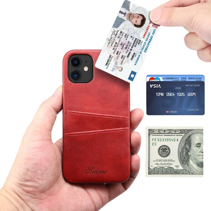 Calf Texture Back Cover Protective Case with Card Slots For iPhone 12 mini(Red)-garmade.com