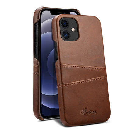 Calf Texture Back Cover Protective Case with Card Slots For iPhone 12 / 12 Pro(Brown)-garmade.com