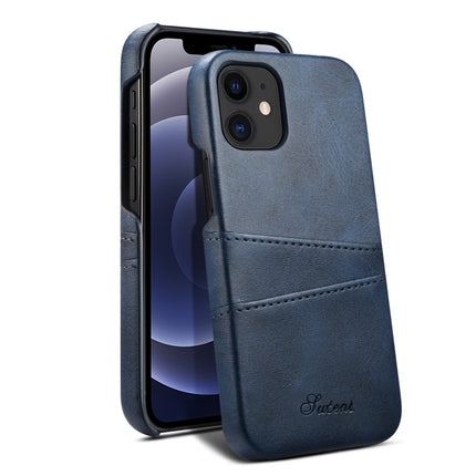 Calf Texture Back Cover Protective Case with Card Slots For iPhone 12 / 12 Pro(Blue)-garmade.com