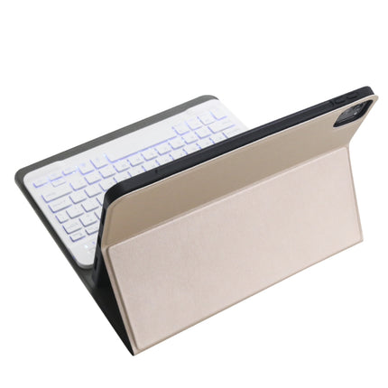 A098BS Detachable Ultra-thin Backlight Bluetooth Keyboard Tablet Case for iPad Air 4 10.9 inch (2020), with Stand & Pen Slot(Gold)-garmade.com