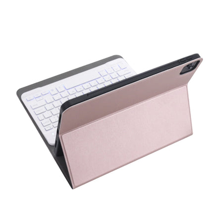 A098BS Detachable Ultra-thin Backlight Bluetooth Keyboard Tablet Case for iPad Air 4 10.9 inch (2020), with Stand & Pen Slot(Rose Gold)-garmade.com