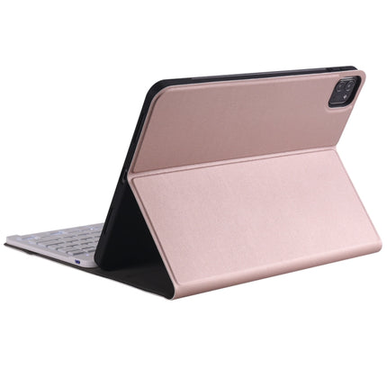 A098BS Detachable Ultra-thin Backlight Bluetooth Keyboard Tablet Case for iPad Air 4 10.9 inch (2020), with Stand & Pen Slot(Rose Gold)-garmade.com