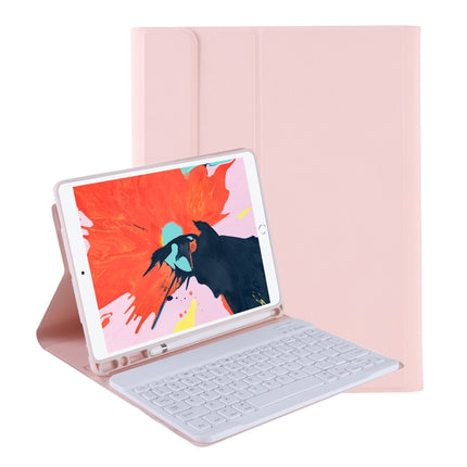 T098B Integrated Ultra-thin Candy Colors Bluetooth Keyboard Tablet Case for iPad Air 4 10.9 inch (2020), with Stand & Pen Slot(Pink)-garmade.com