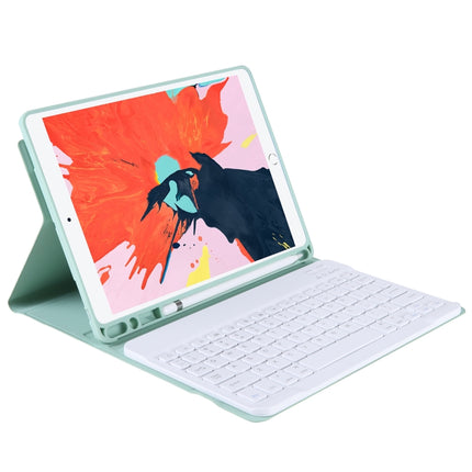 T098B Integrated Ultra-thin Candy Colors Bluetooth Keyboard Tablet Case for iPad Air 4 10.9 inch (2020), with Stand & Pen Slot(Light Green)-garmade.com