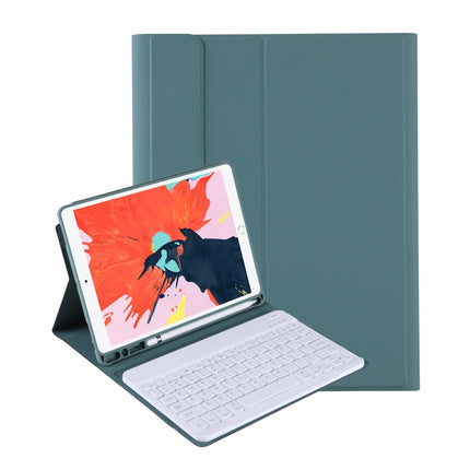 T098B Integrated Ultra-thin Candy Colors Bluetooth Keyboard Tablet Case for iPad Air 4 10.9 inch (2020), with Stand & Pen Slot(Dark Green)-garmade.com
