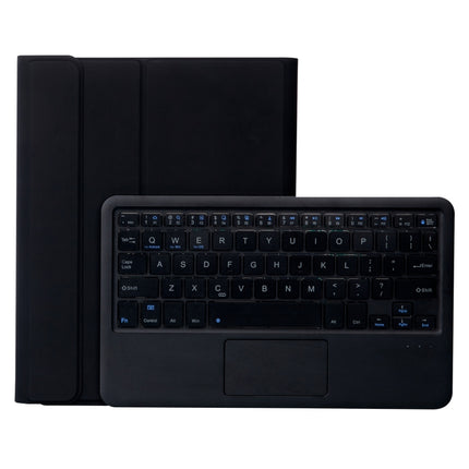 T098B-A Pressed Skin Texture TPU Detachable Candy Colors Bluetooth Keyboard Tablet Case for iPad Air 4 10.9 inch (2020), with Stand & Pen Slot & Touch(Black)-garmade.com