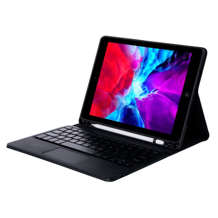 T098B-A Pressed Skin Texture TPU Detachable Candy Colors Bluetooth Keyboard Tablet Case for iPad Air 4 10.9 inch (2020), with Stand & Pen Slot & Touch(Black)-garmade.com