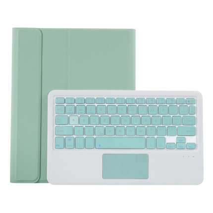 T098B-A Pressed Skin Texture TPU Detachable Candy Colors Bluetooth Keyboard Tablet Case for iPad Air 4 10.9 inch (2020), with Stand & Pen Slot & Touch(Light Green)-garmade.com