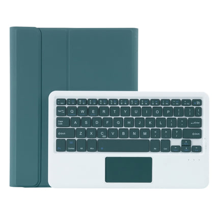 T098B-A Pressed Skin Texture TPU Detachable Candy Colors Bluetooth Keyboard Tablet Case for iPad Air 4 10.9 inch (2020), with Stand & Pen Slot & Touch(Dark Green)-garmade.com