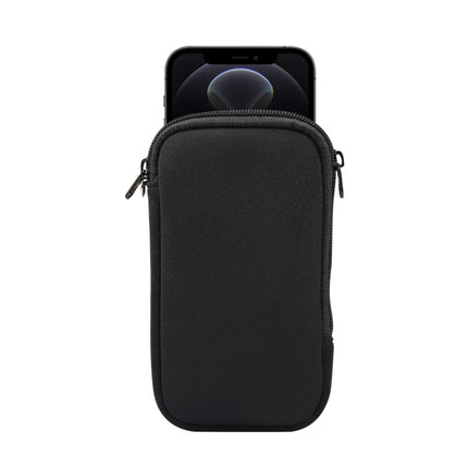 Universal Elasticity Zipper Protective Case Storage Bag with Lanyard For iPhone 12 / 12 Pro / 6.1 inch Smart Phones(Black)-garmade.com
