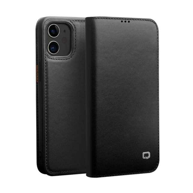 QIALINO Business Horizontal Flip Leather Case with Holder & Card Slots & Wallet For iPhone 12 / 12 Pro(Black)-garmade.com