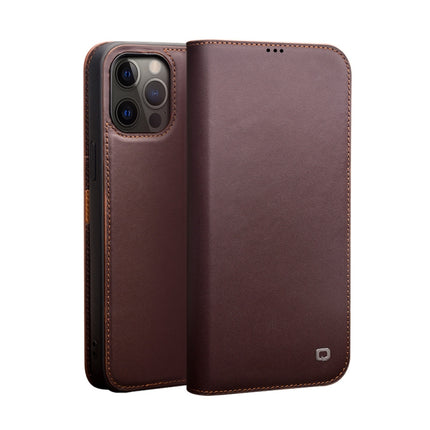 QIALINO Business Horizontal Flip Leather Case with Holder & Card Slots & Wallet For iPhone 12 Pro Max(Brown)-garmade.com