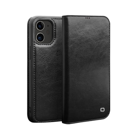 QIALINO Horizontal Flip Leather Case with Holder & Card Slots & Wallet For iPhone 12 mini(Black)-garmade.com