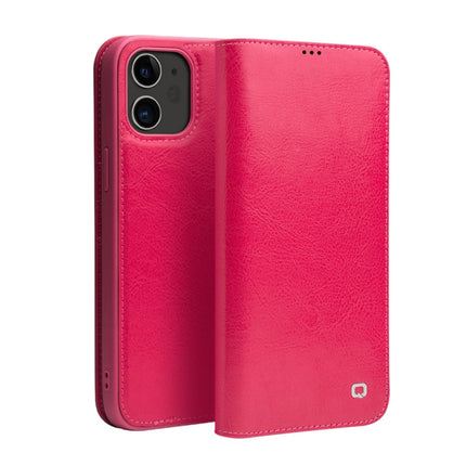 QIALINO Horizontal Flip Leather Case with Holder & Card Slots & Wallet For iPhone 12 mini(Rose Red)-garmade.com