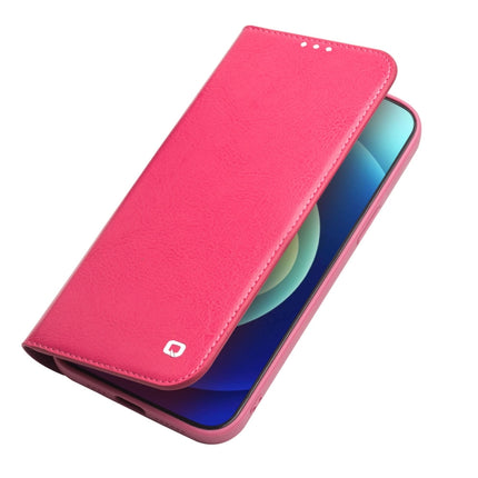 QIALINO Horizontal Flip Leather Case with Holder & Card Slots & Wallet For iPhone 12 mini(Rose Red)-garmade.com