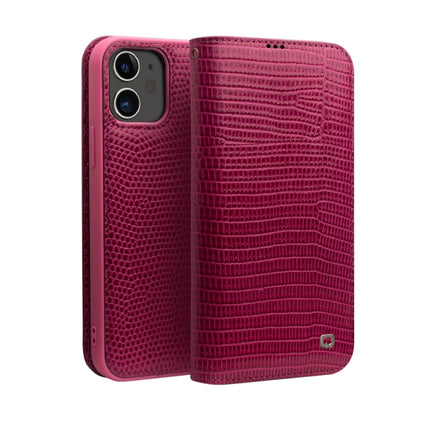 QIALINO Crocodile Texture Horizontal Flip Leather Case with Card Slots & Wallet For iPhone 12 mini(Rose Red)-garmade.com