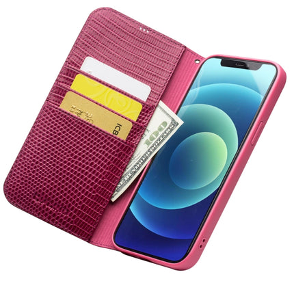 QIALINO Crocodile Texture Horizontal Flip Leather Case with Card Slots & Wallet For iPhone 12 / 12 Pro(Rose Red)-garmade.com