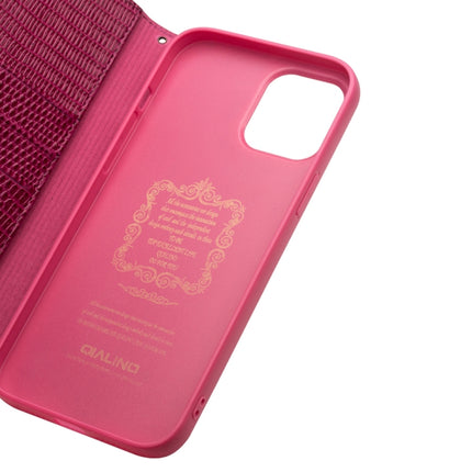 QIALINO Crocodile Texture Horizontal Flip Leather Case with Card Slots & Wallet For iPhone 12 Pro Max(Rose Red)-garmade.com