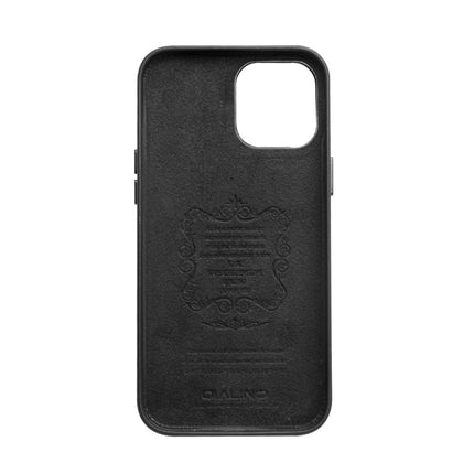 QIALINO Shockproof Cowhide Leather Protective Case For iPhone 12 Pro Max(Black)-garmade.com