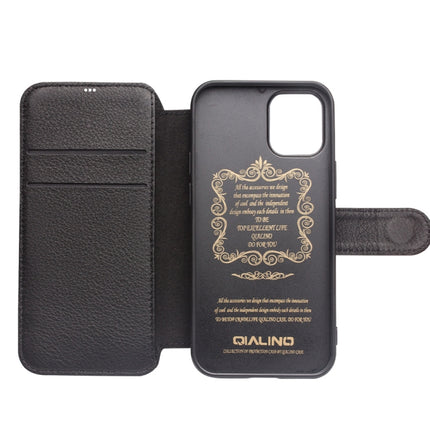 QIALINO Business Magnetic Horizontal Flip Leather Case with Card Slots & Wallet For iPhone 12 mini(Black)-garmade.com