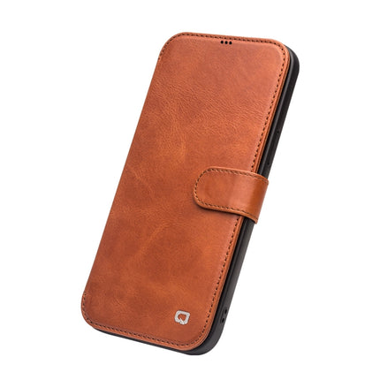QIALINO Business Magnetic Horizontal Flip Leather Case with Card Slots & Wallet For iPhone 12 mini(Light Brown)-garmade.com
