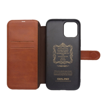 QIALINO Business Magnetic Horizontal Flip Leather Case with Card Slots & Wallet For iPhone 12 mini(Light Brown)-garmade.com