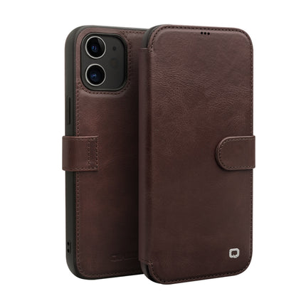 QIALINO Business Magnetic Horizontal Flip Leather Case with Card Slots & Wallet For iPhone 12 / 12 Pro(Dark Brown)-garmade.com