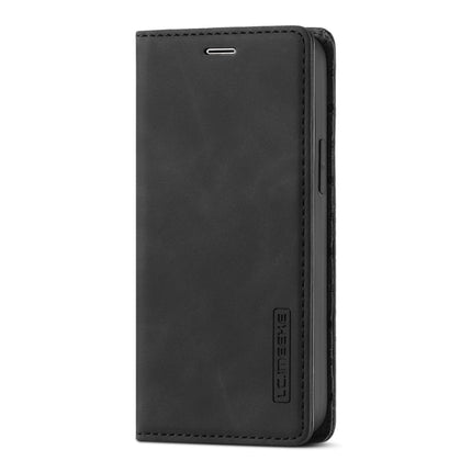 LC.IMEEKE Strong Magnetism Ultra-thin Horizontal Flip Shockproof Matte TPU + PU Leather Case with Holder & Card Slots & Wallet For iPhone 12 mini(Black)-garmade.com