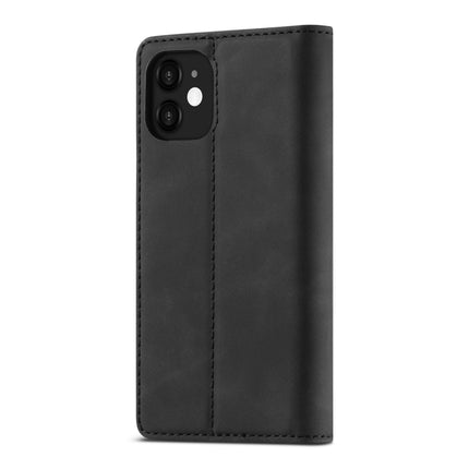 LC.IMEEKE Strong Magnetism Ultra-thin Horizontal Flip Shockproof Matte TPU + PU Leather Case with Holder & Card Slots & Wallet For iPhone 12 mini(Black)-garmade.com