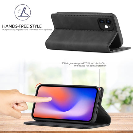 LC.IMEEKE Strong Magnetism Ultra-thin Horizontal Flip Shockproof Matte TPU + PU Leather Case with Holder & Card Slots & Wallet For iPhone 12 mini(Black)-garmade.com