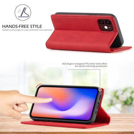 LC.IMEEKE Strong Magnetism Ultra-thin Horizontal Flip Shockproof Matte TPU + PU Leather Case with Holder & Card Slots & Wallet For iPhone 12 mini(Red)-garmade.com