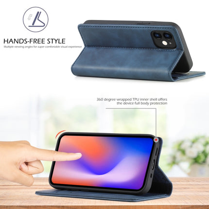LC.IMEEKE Strong Magnetism Ultra-thin Horizontal Flip Shockproof Matte TPU + PU Leather Case with Holder & Card Slots & Wallet For iPhone 12 mini(Blue)-garmade.com