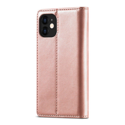 LC.IMEEKE Strong Magnetism Ultra-thin Horizontal Flip Shockproof Matte TPU + PU Leather Case with Holder & Card Slots & Wallet For iPhone 12 mini(Rose Gold)-garmade.com