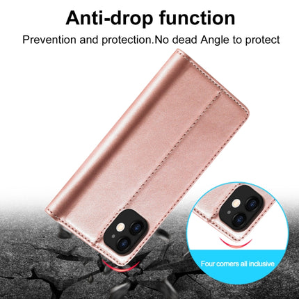 LC.IMEEKE Strong Magnetism Ultra-thin Horizontal Flip Shockproof Matte TPU + PU Leather Case with Holder & Card Slots & Wallet For iPhone 12 mini(Rose Gold)-garmade.com