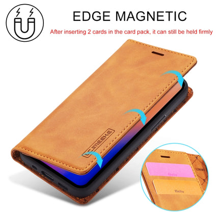 LC.IMEEKE Strong Magnetism Ultra-thin Horizontal Flip Shockproof Matte TPU + PU Leather Case with Holder & Card Slots & Wallet For iPhone 12 mini(Brown)-garmade.com