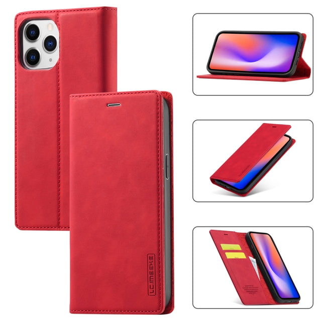 LC.IMEEKE Strong Magnetism Ultra-thin Horizontal Flip Shockproof Matte TPU + PU Leather Case with Holder & Card Slots & Wallet (Red)-garmade.com