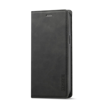 LC.IMEEKE Strong Magnetism Ultra-thin Horizontal Flip Shockproof Matte TPU + PU Leather Case with Holder & Card Slots & Wallet For iPhone 12 Pro Max(Black)-garmade.com