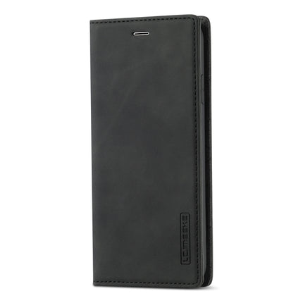 LC.IMEEKE Strong Magnetism Ultra-thin Horizontal Flip Shockproof Matte TPU + PU Leather Case with Holder & Card Slots & Wallet For iPhone XS / X(Black)-garmade.com