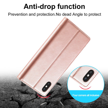 LC.IMEEKE Strong Magnetism Ultra-thin Horizontal Flip Shockproof Matte TPU + PU Leather Case with Holder & Card Slots & Wallet For iPhone XS / X(Rose Gold)-garmade.com