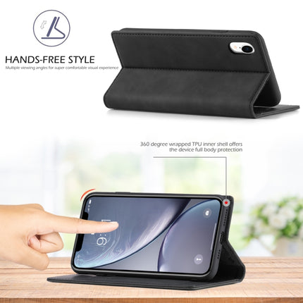 LC.IMEEKE Strong Magnetism Ultra-thin Horizontal Flip Shockproof Matte TPU + PU Leather Case with Holder & Card Slots & Wallet For iPhone XR(Black)-garmade.com