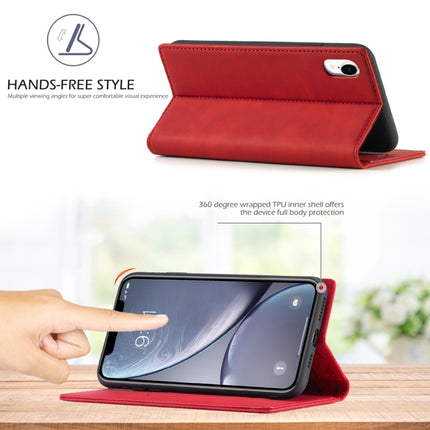 LC.IMEEKE Strong Magnetism Ultra-thin Horizontal Flip Shockproof Matte TPU + PU Leather Case with Holder & Card Slots & Wallet For iPhone XR(Red)-garmade.com