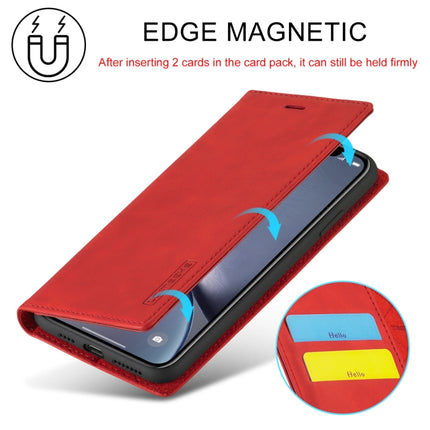 LC.IMEEKE Strong Magnetism Ultra-thin Horizontal Flip Shockproof Matte TPU + PU Leather Case with Holder & Card Slots & Wallet For iPhone XR(Red)-garmade.com